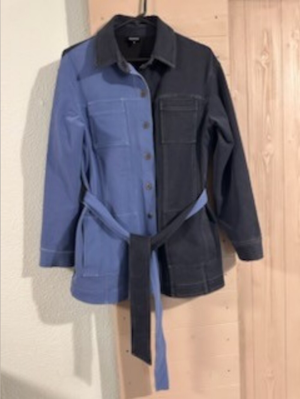 Worth NY Colorblock Blue& Dark Jean Colored Jacket - Women